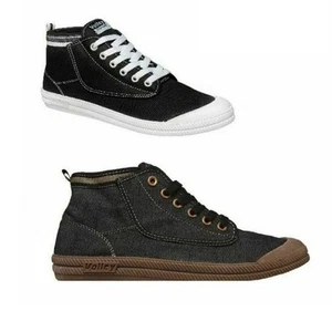Mens Volley Hi Leap Black Denim Gum International Volleys Casual Canvas Shoes - Picture 1 of 7