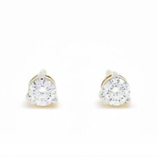 18KT Yellow Gold Single Solitaire Diamond 3 Prong Rhodium Tip Stud Earring E1968