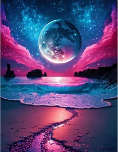 Starry Night Diamond Art Kits for Adults 12X16 Inch, 5D Moonlight Diamond Art Pa - Picture 1 of 12