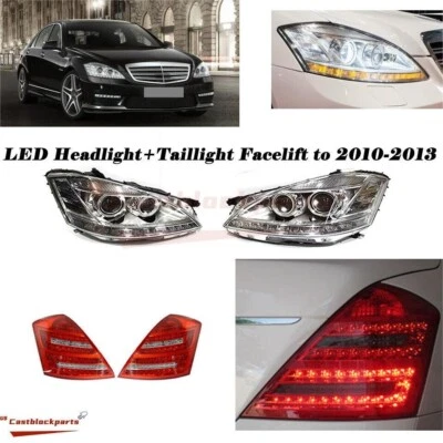 For 07-09 Benz W221 S550 S63 Projector DRL Headlights+Taillight D1S Xenon Models - Image 1 of 4