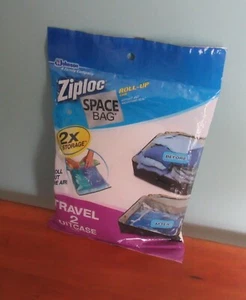 ZIPLOC MALETA ENROLLABLE HERMÉTICA IMPERMEABLE REUTILIZABLE BOLSA ESPACIAL PAQUETE DE 2 NUEVO - Imagen 1 de 1