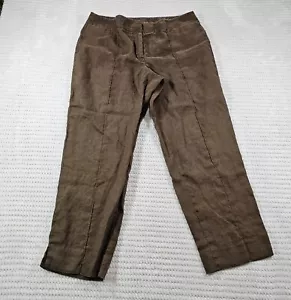 Pantalone Raffaella donna 12 marrone 100% lino spiaggia leggero - Foto 1 di 7