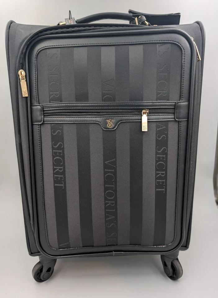 Victoria's Secret Logo Jacquard Stripe Fabric Carry-on Luggage - Never Used NWT - Image 1 of 4