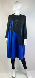Simply Vanite Black and Blue Lagenlook Knit Dress with Cut-Outs. Compare @ $130. - Picture 1 of 7