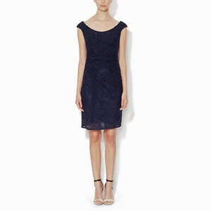 Escada Daveigh Silk Textured Embroidered Runched Sleeveless Dress Blue 34 XS - Picture 1 of 8