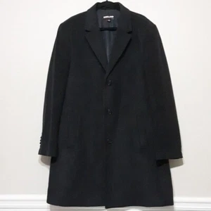 Kirkland signature pea coat men 44L long cashmere wool black button down luxury - Imagen 1 de 11