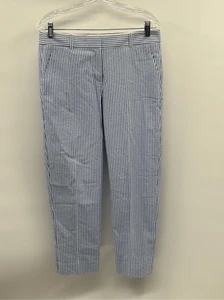J. Crew Pants Skimmer City Fit Capri Seersucker Women Size 4 Blue White - Picture 1 of 11