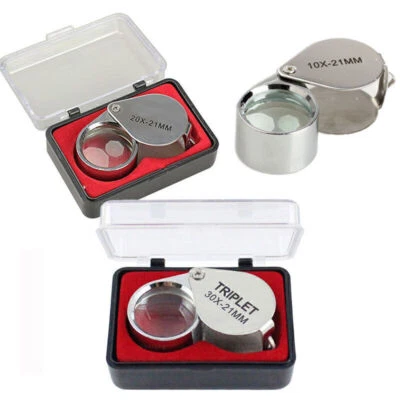 Einschlaglupe Lupe 10/20/30x Klapplupe Taschenlupe Juwelierlupe Metall Grip 21MM - Bild 1 von 4