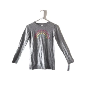 Cat & Jack Girls Rainbow Long Sleeves Shirt Grey Knit Size L (10/12)  NEW TAG - Picture 1 of 14