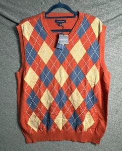 Club Room Men’s Argyle Pullover Sweater Firebrick Flames Relaxed Size L NWT - Picture 1 of 8