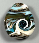 Wirbelndes Auge handgefertigte Lampenarbeit Glasperle Murano abstrakt fokal umkehrbar SRA