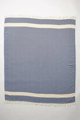 Manta de algodón turco Anthropologie Geo Diamond Throw azul verano ligera Foto 1 de 2
