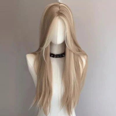 MISSWEN Damen Hitzebeständiges Kunsthaar Long Straight Blond gemischt Cosplay-Perücke