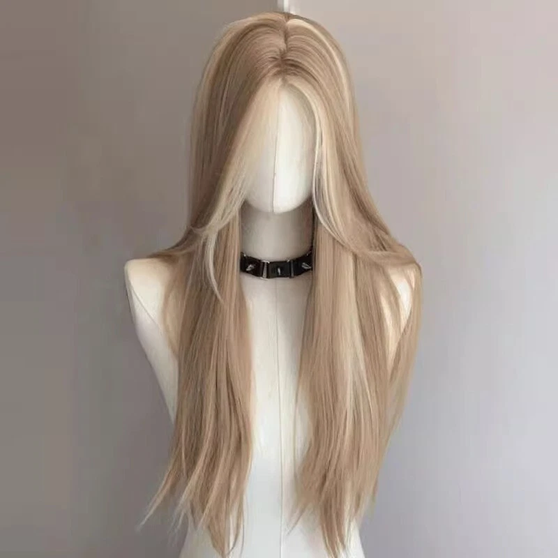 MISSWEN Damen Hitzebeständiges Kunsthaar Long Straight Blond gemischt Cosplay-Perücke