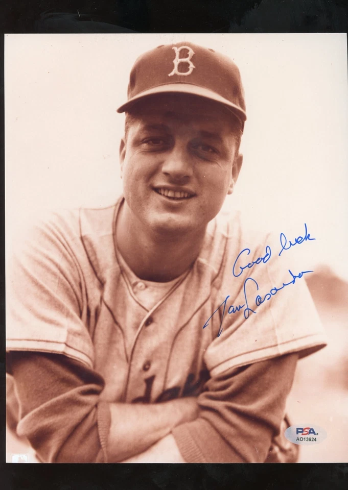 Tommy Lasorda 8x10 Autographed Brooklyn Dodgers Photo PSA Authentic - Image 1 of 1