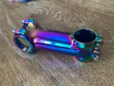 Anodized oil slick stem 90 mm 1 1/8 inch 31.8 +/- 7 degree road mountain bike - Image 1 of 4
