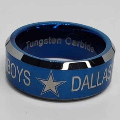 Anillo Dallas Cowboys NFL Fútbol 8 mm Anillo Azul y Plata #Dallas #Cowboys #NFL Foto 1 de 2