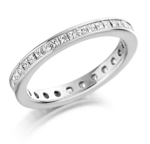 Channel Set Princess Cut Diamonds Full Eternity Wedding Ring,White Gold - Picture 1 of 1