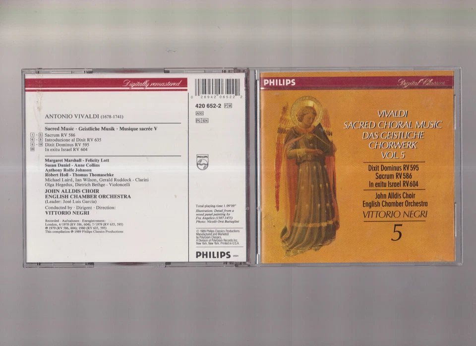 Vivaldi: Sacred Choral Music Vol. 5 (CD, Philips) Nice! #0525CF Foto 1 de 1