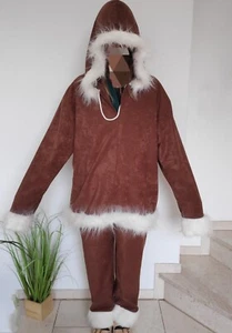 Karnevalskostüm Eskimo Inuit Kostüm Brauner Zweiteiler Karneval Verkleidung Uni - Bild 1 von 6