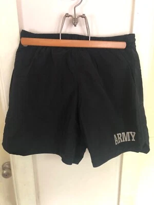US ARMY BLACK MEN NYLON SHORT WAIST 28" TRUNKS PHYSICAL FITNESS UNIFORM - Image 1 of 4