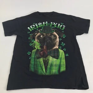 Irish Fancy Pug Dog T Shirt Men’s Large / Medium Black St. Patrick’s Day - Picture 1 of 7