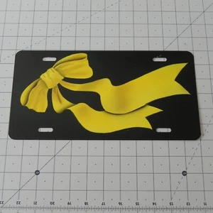 Vanity License Plate Black with Yellow Ribbon Gloss Finish - Bild 1 von 2