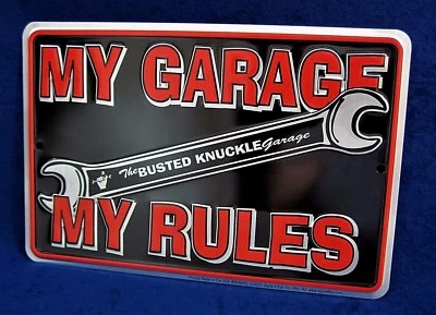 MY GARAGE - MY RULES - *US MADE* Embossed Sign - Man Cave Garage Bar Wall Decor - Image 1 of 4