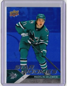 MACKLIN CELEBRINI 24/25 2025 Upper Deck Star Rookies Box BLUE Rookie Sharks #13 - Picture 1 of 2