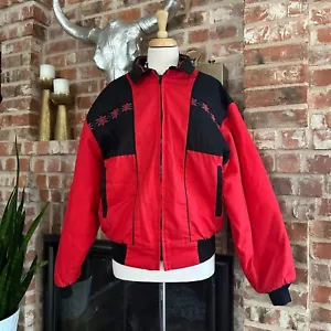 Vtg Western Frontier Blanket Lined Southwestern Aztec Bomber Jacket LG Unisex - Picture 1 of 13