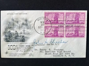 1027 New York City 300th Anniversary (Block of 4) FDC Art Craft 1953 New York NY - Picture 1 of 2