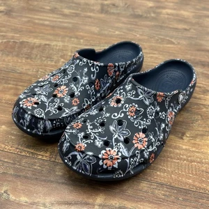 Crocs Womens Freesail Grapic Clogs Navy Blue Floral Print Mule Shoes Size 8 - Picture 1 of 8