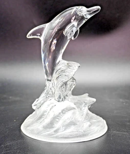Glasminiatur massiv, 15 cm, massiv, wellenreitender Delphin, - Bild 1 von 5