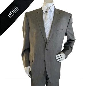 Hugo Boss The Jam76/Sharp1 Men Suit Textured Stripe Wool 48R 38-40x29 USA Made - Picture 1 of 14