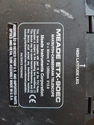 Meade ETX-90EC Catadioptric Telescope - Image 1 of 4