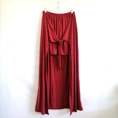 Lucky & Blessed Womens Maroon Red Tie Front High Low Wrap Skirt Size X-Large - Image 1 of 4