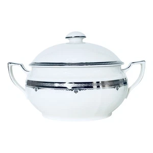 Noritake STRATFORD PLATINUM 7387 weiß Imperial Barock Gemüseschüssel & Deckel NEU - Bild 1 von 13