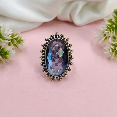 Anillo de iolita de plata de ley 925 - Joyería de piedras preciosas hecha a mano para mujer Foto 1 de 4