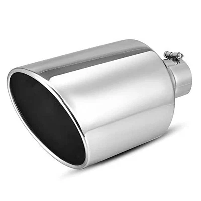  Punta de escape de entrada de 4 pulgadas, entrada de 4" 10" salida 18" total 4 x 10 x 18 plateado Foto 1 de 4