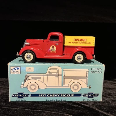 Liberty Classics Diecast 1937 Chevy Pickup Bank Sunmaid Raisins Stock #12505 - Image 1 of 4