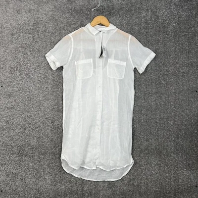 Camisa de vestir larga James Perse Los Angeles para mujer blanca de lino talla 0 nueva con etiquetas $235 Foto 1 de 4