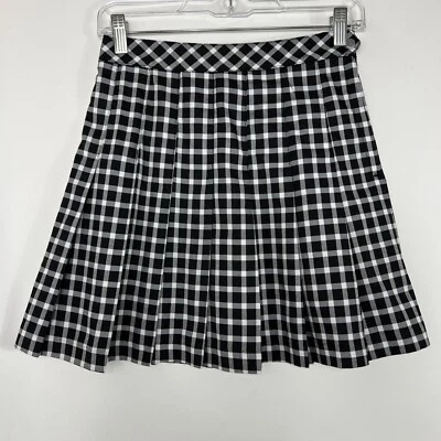 Falda Dividida H&M Para Mujer Talla 2 Plisada Línea A Negra Blanca Cuadros Cuadros Mini Foto 1 de 4