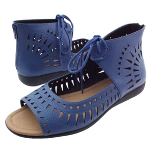 NIB - Comfortview Women's AVERIE Royal Blue LACE-UP SANDALS - 10.5 M - Picture 1 of 8