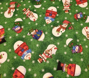 Snow Friends BTY Debra Jordan Bryan Quilting Treasures Snowman Flake Toss - Picture 1 of 3