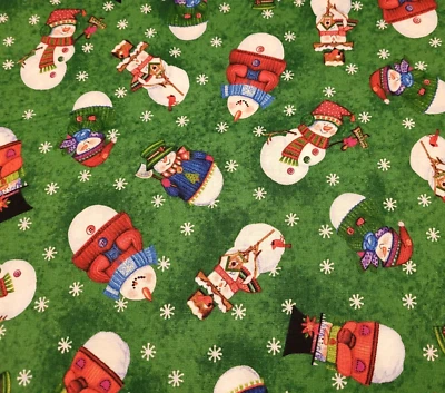 Snow Friends BTY Debra Jordan Bryan Quilting Treasures Snowman Flake Toss - Image 1 of 3