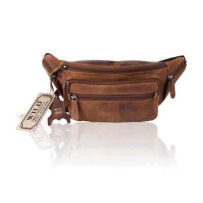 Gürteltasche Hüfttasche Bauchtasche Echt Leder Braun Umhängetasche Crossbag Bag