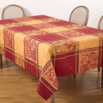 Multi Color Jacquard Design Holiday Thanksgiving Tablecloth and Napkins (CHOOSE) - Image 1 of 4