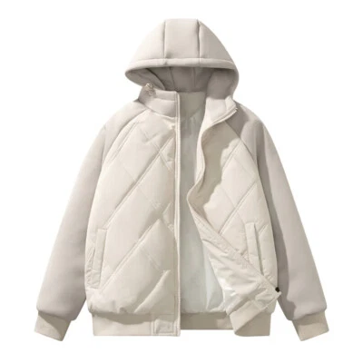 Men's Warm Winter Cotton Padded Jacket Thermal Quilted Jacket Casual Zipper Coat - Image 1 of 4