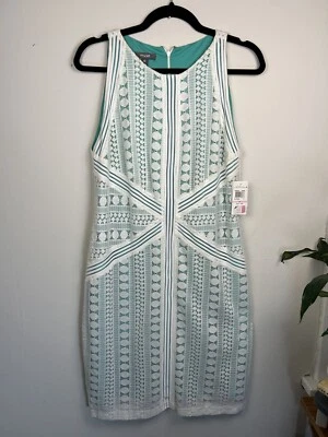 NWT Muse Ladies Dress Lined Lace Sleeveless-White & Green Size 10 - Image 1 of 4