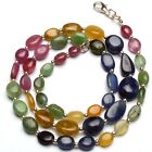 Emerald Ruby Sapphire Precious Gem 8 to 13mm Size Nugget Beads Necklace 20"